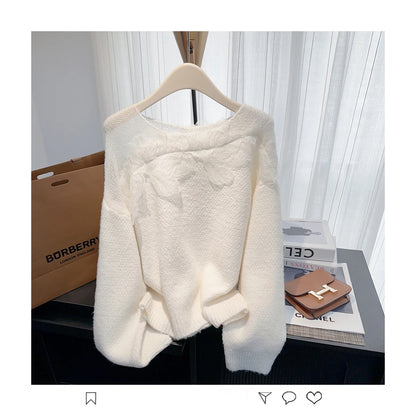 Women’s Korean lazy lace splicing sweater