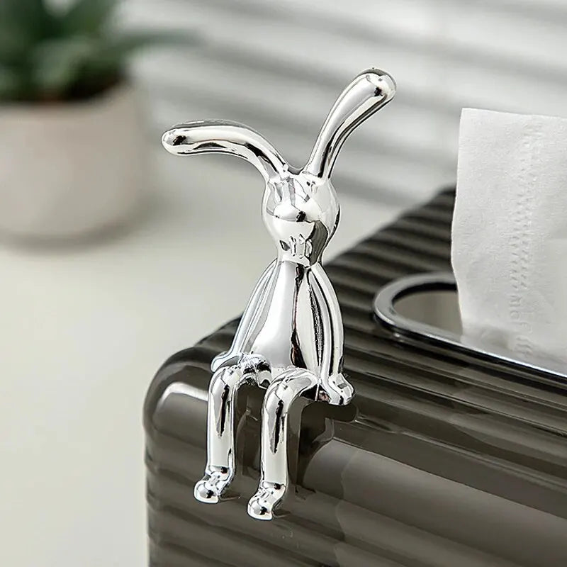Adorable double rabbit ornaments for tabletop or shelf display