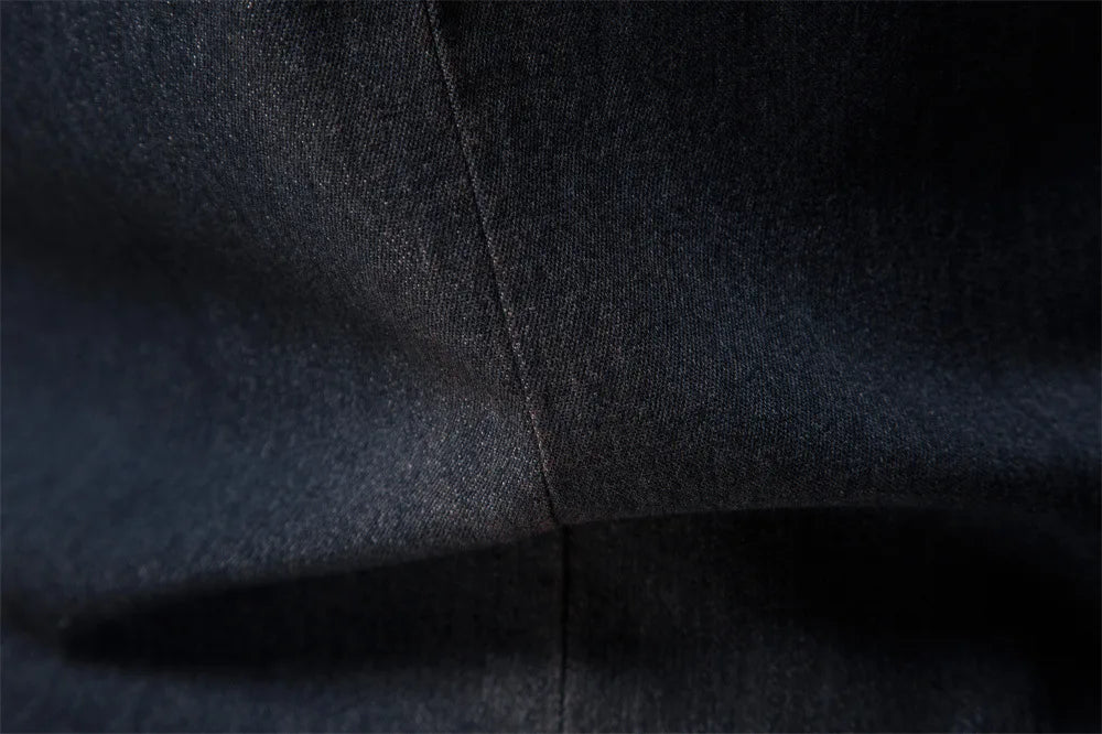 Men's casual solid - color long - sleeve denim shirt