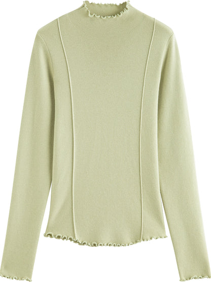 Women’s petite half-high collar embroidered knit sweater