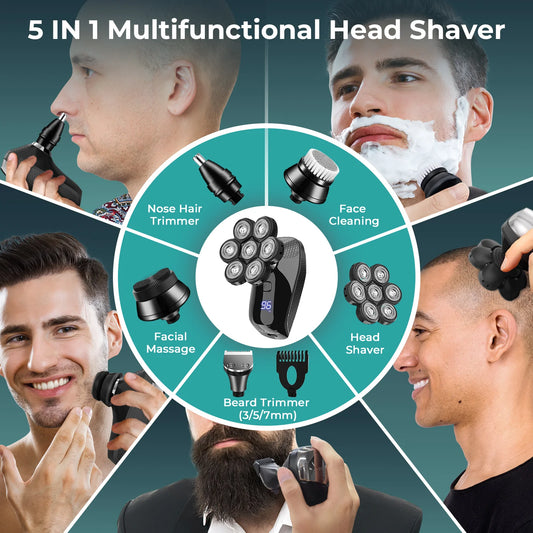 5-in-1 electric shaver with 7D floating head—smooth and easy