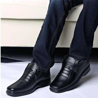 Men’s Waterproof Leather Shoes – High Top, Warm Winter Slip-On