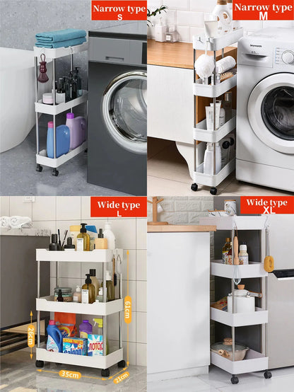 Movable slim storage rack for versatile home organization