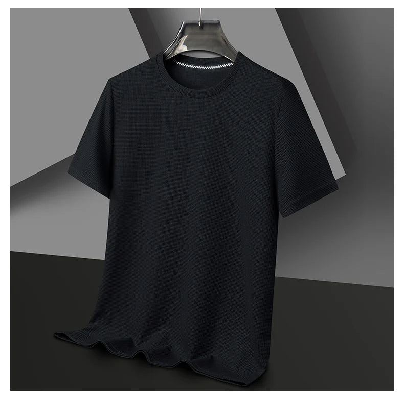 Men’s summer waffle round-neck T-shirt
