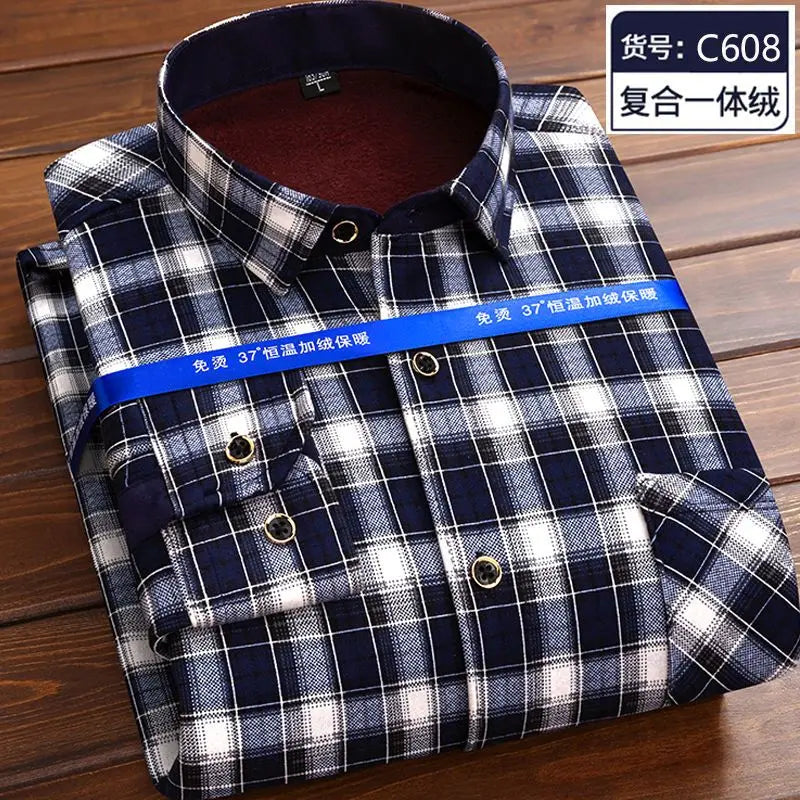 Men’s winter plaid shirt—soft, thick, and ideal for cold weather