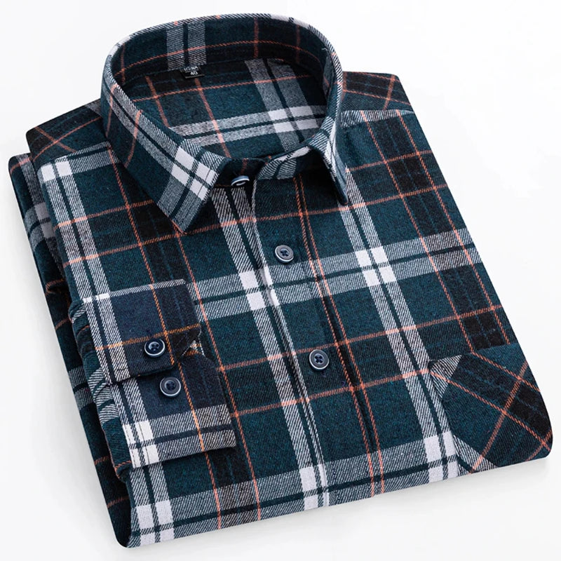 Ultra-soft 100% cotton flannel shirt, up to 11XL, cozy and stylish