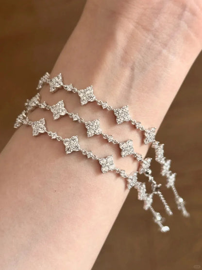 Foydjew 8-Flower Zircon Bracelet – Silver/Gold Women’s Jewelry
