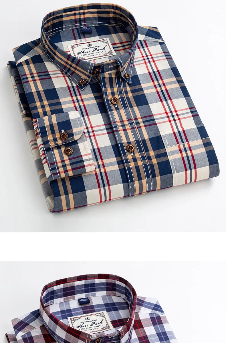 Premium cotton plaid shirt for men—clean, trendy, and comfortable