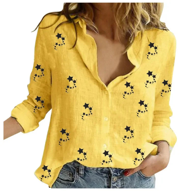 Women’s vintage cotton linen long-sleeve blouse