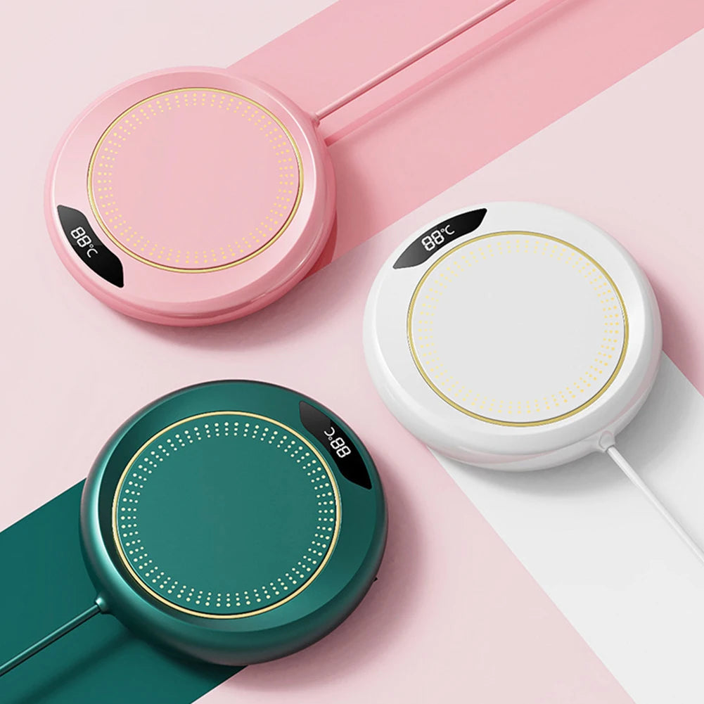 Compact USB beverage warmer with three temperature levels—perfect for hot drinks at your desk