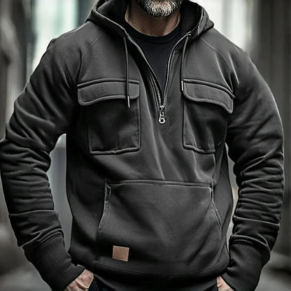 Men’s thick outdoor hooded sweatshirt with pockets
