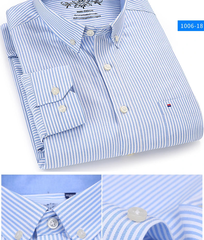 Men’s 100% cotton plaid shirt, stylish slim design for office or casual