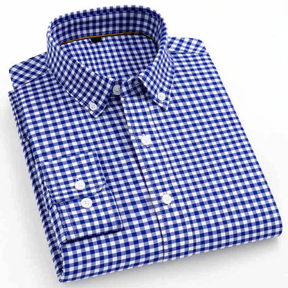 Premium 100% cotton Korean plaid shirt—slim fit, stylish, and comfortable