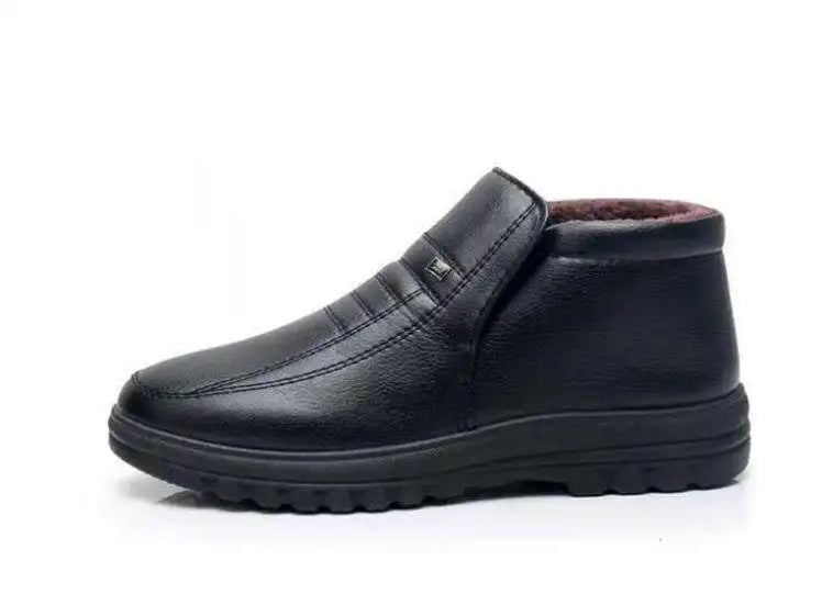 Men’s Waterproof Leather Shoes – High Top, Warm Winter Slip-On