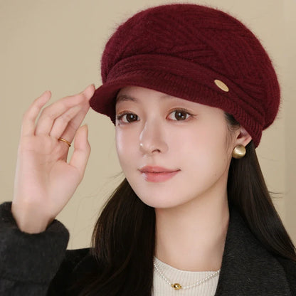 Rabbit Fur Blend Beanie – Casual Streetwear Winter Cap
