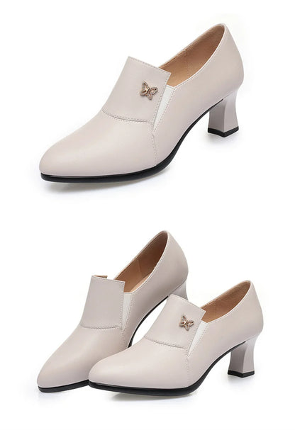 Chic Leather Women’s Pumps – Trendy Spring Office Shoes