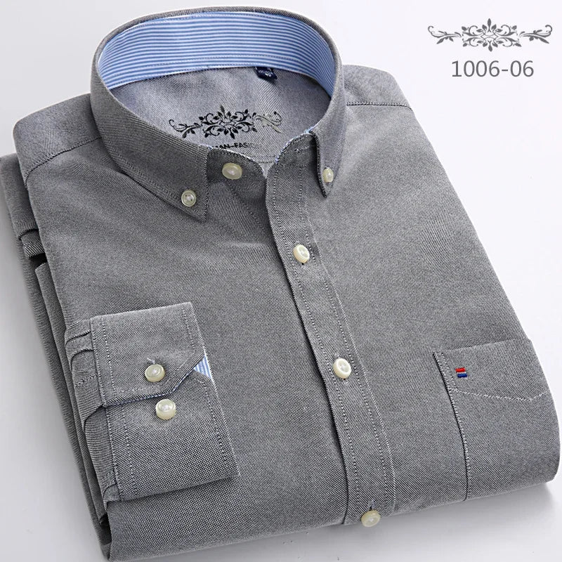 Men’s 100% cotton plaid shirt, stylish slim design for office or casual