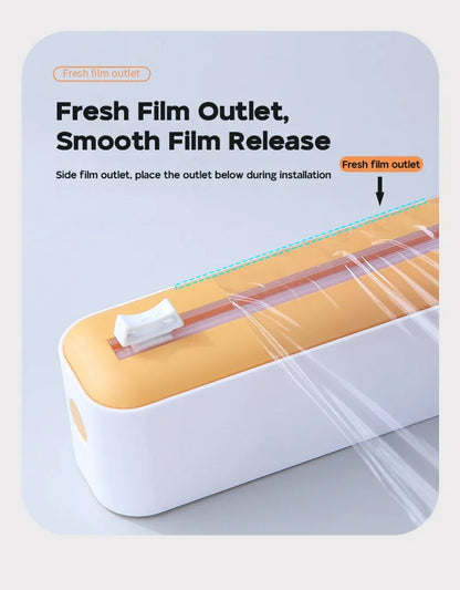Foil and film storage box with built-in blade