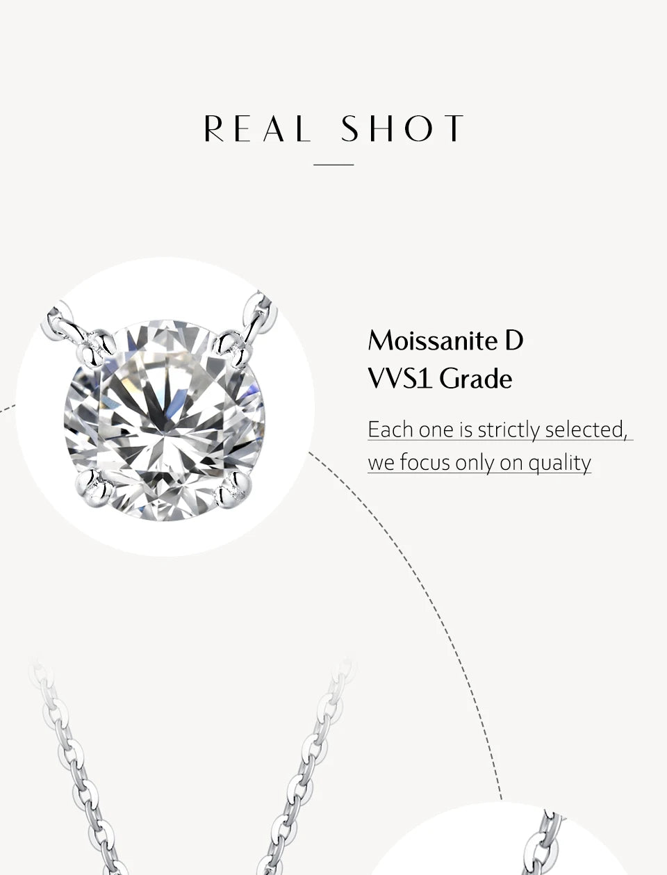 Women’s Moissanite Diamond Necklace – Silver Chain