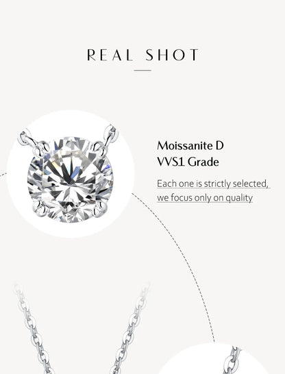 Women’s Moissanite Diamond Necklace – Silver Chain
