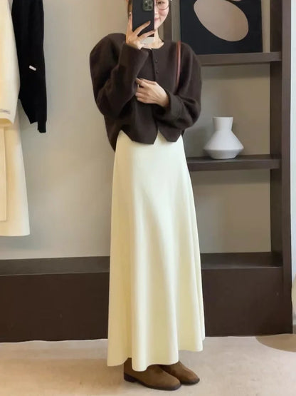 Women’s Korean-style pure wool swing skirt