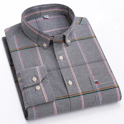 Smart casual cotton shirt with long sleeves, perfect for office or daily wear