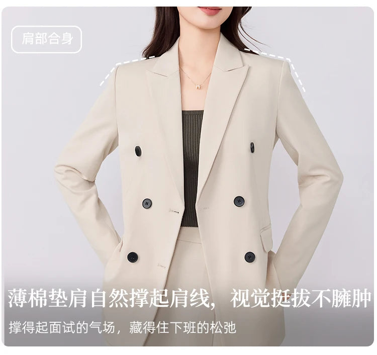 College-style blazer and pleated skirt outfit