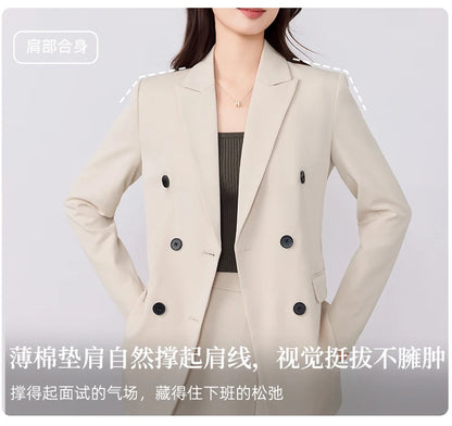 College-style blazer and pleated skirt outfit