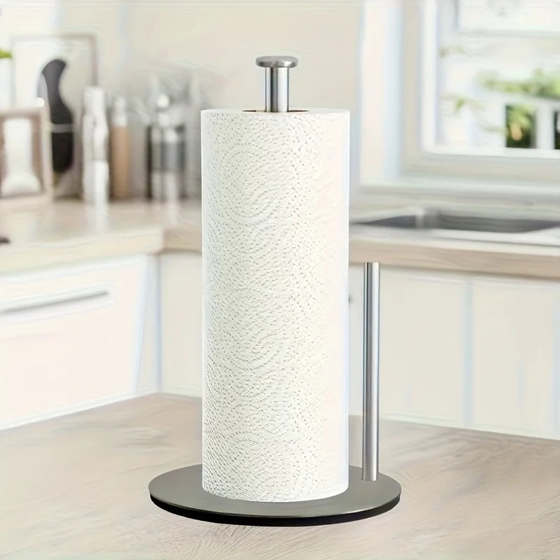 Countertop paper towel holder, sleek stainless finish