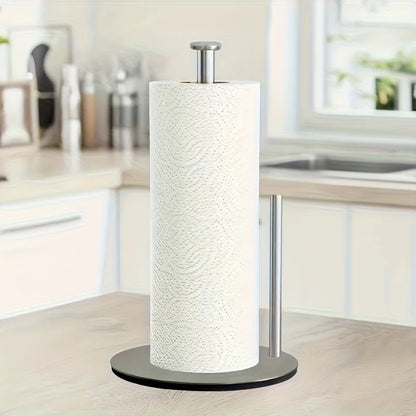 Countertop paper towel holder, sleek stainless finish