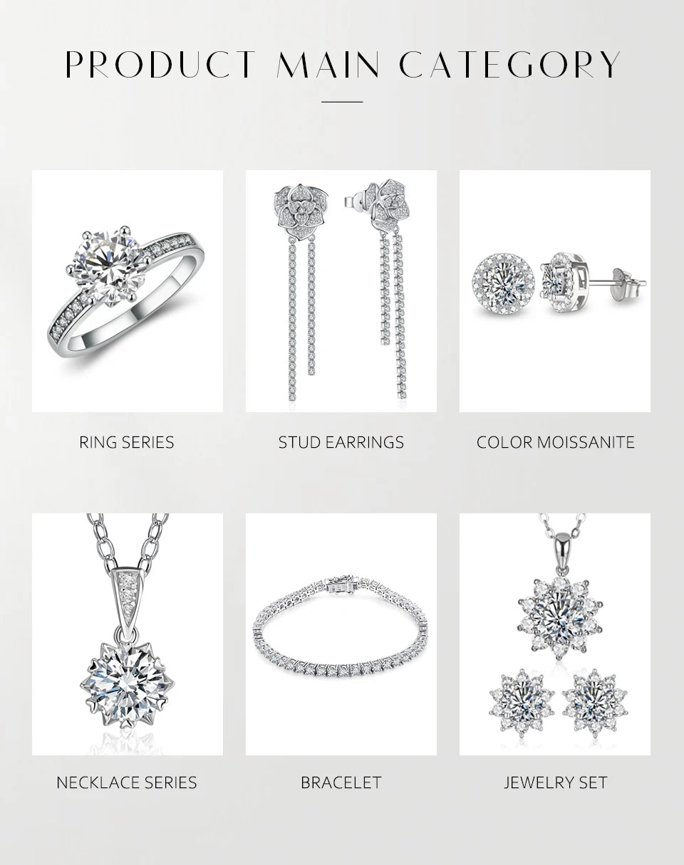 Women’s Moissanite Diamond Necklace – Silver Chain