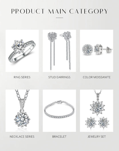 Women’s Moissanite Diamond Necklace – Silver Chain