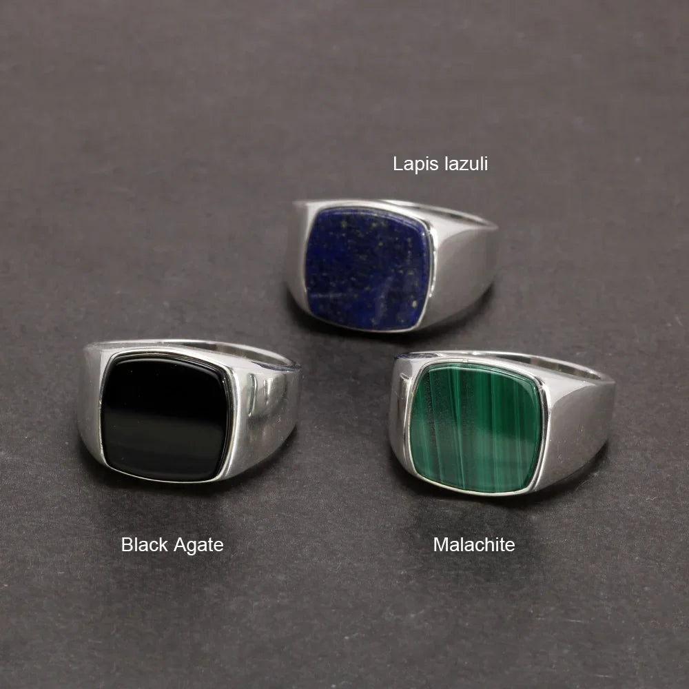 925 sterling silver men’s ring with premium natural stone