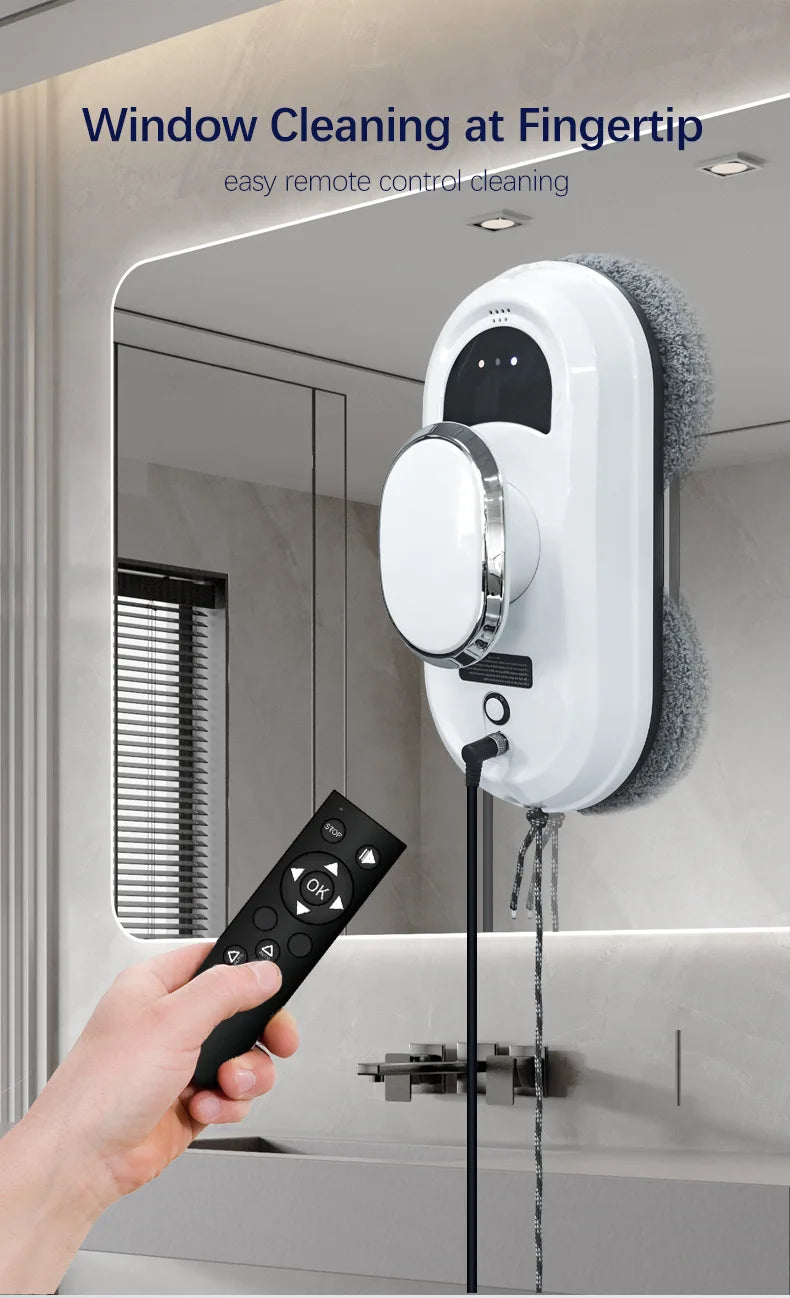 Remote-controlled smart glass cleaner robot—effortless, automated window cleaning for home