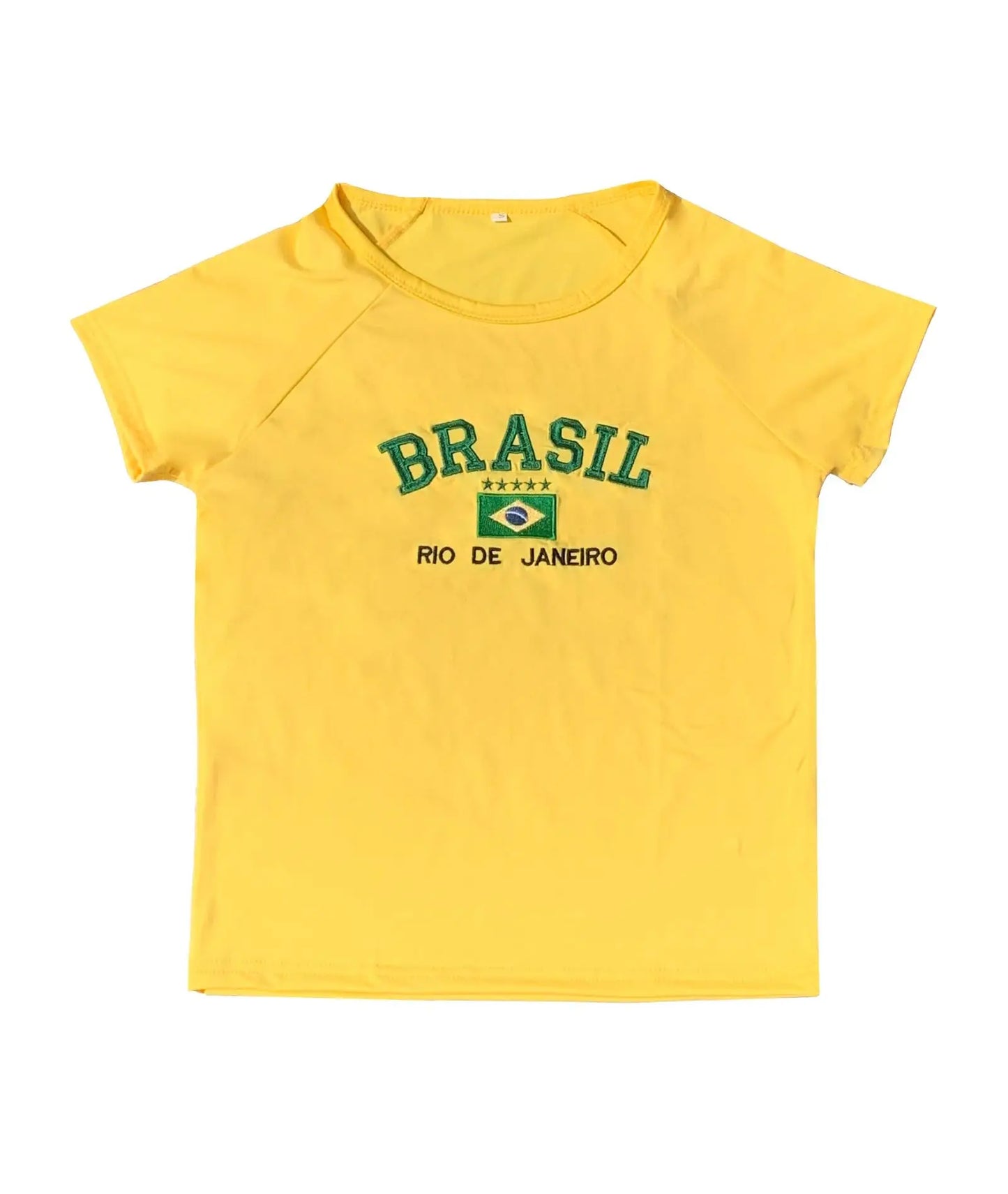 Fashionable retro Brazil print streetwear crop top