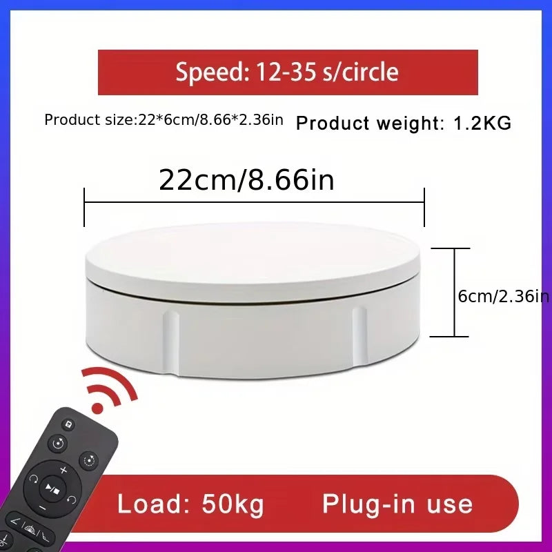 Remote-controlled rotating display for jewelry, collectibles, or video shoots
