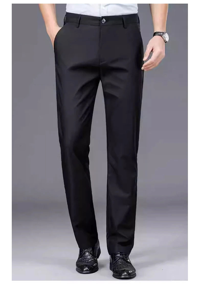 Men’s black stretch smart casual trousers