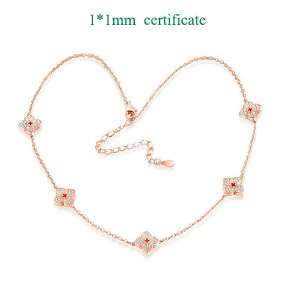 Floral Moissanite Choker – 925 Silver, Elegant Neck Chain