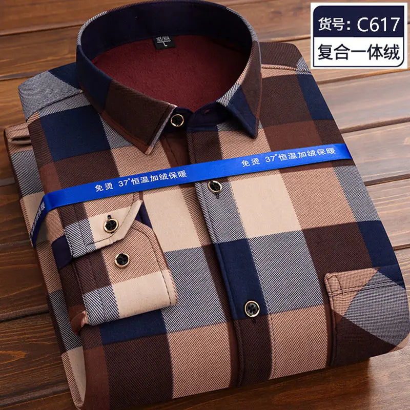 Men’s winter plaid shirt—soft, thick, and ideal for cold weather