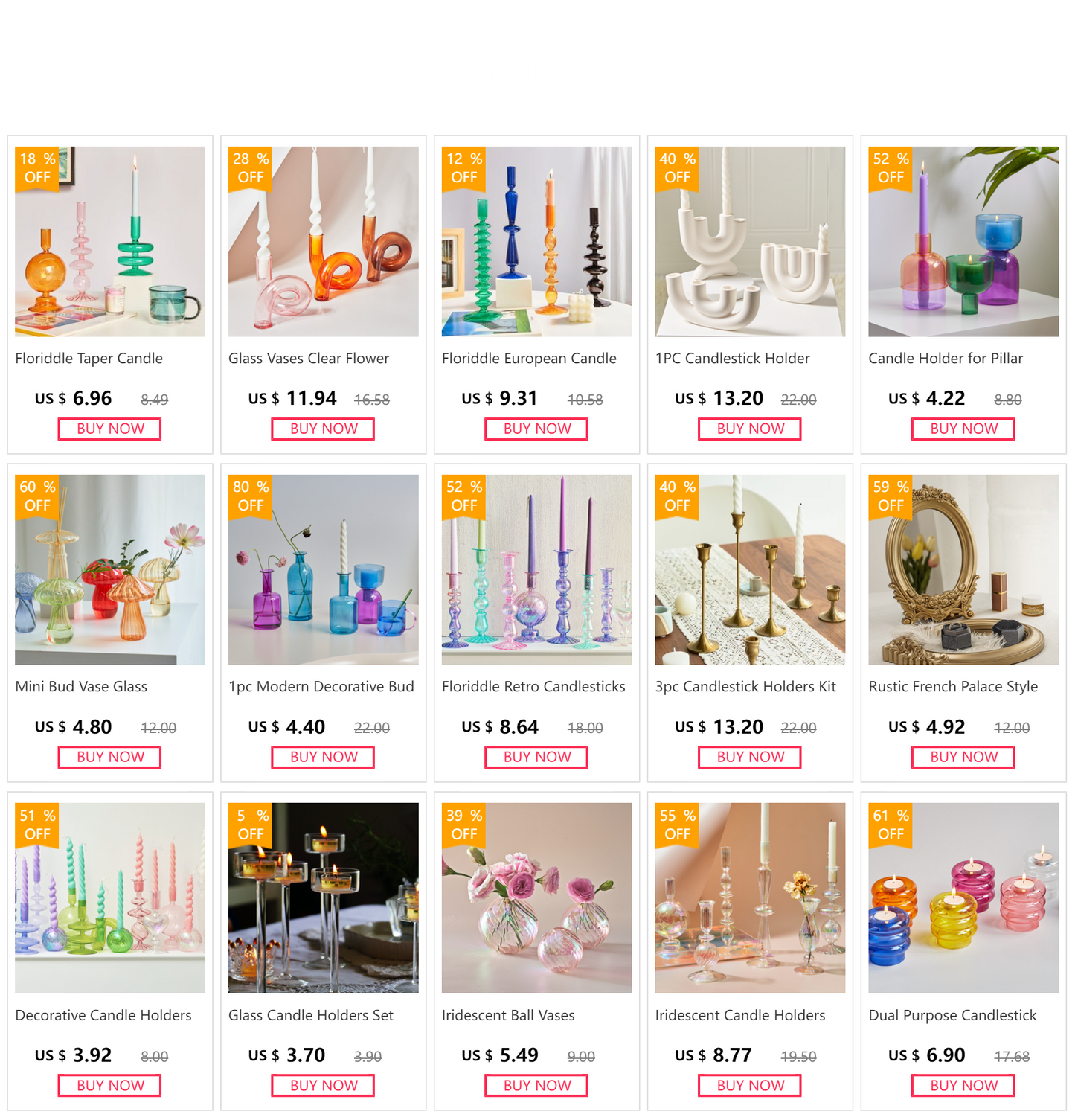 Elegant crystal candle set for table centerpieces and dinner settings.