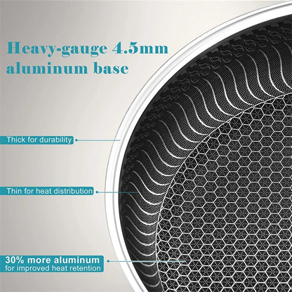 Stainless steel nonstick honeycomb frying pan with lid