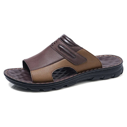 Lightweight comfortable leather outdoor slippers