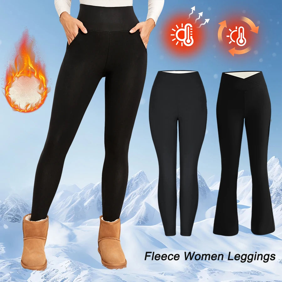 Women’s high-waist fleece leggings, winter warm