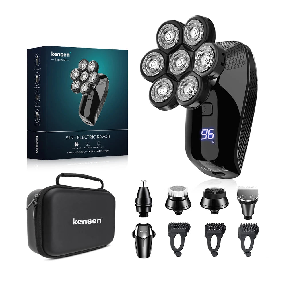 5-in-1 electric shaver with 7D floating head—smooth and easy