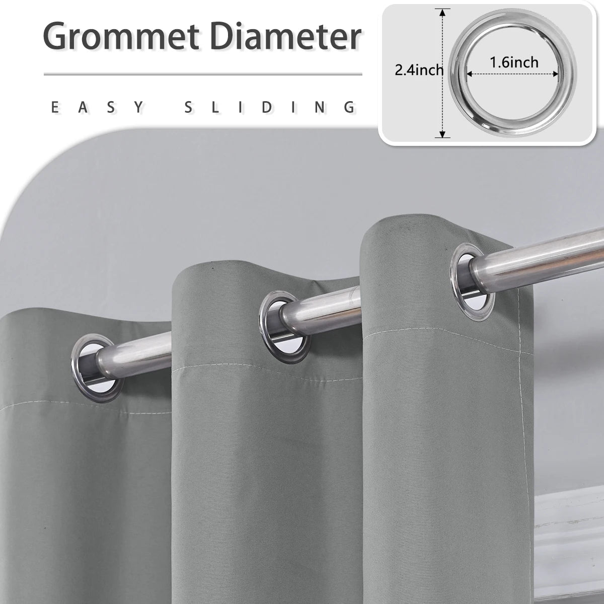Privacy Drapes for Bedroom, Living Room,100% Blackout Curtains with Grommets.