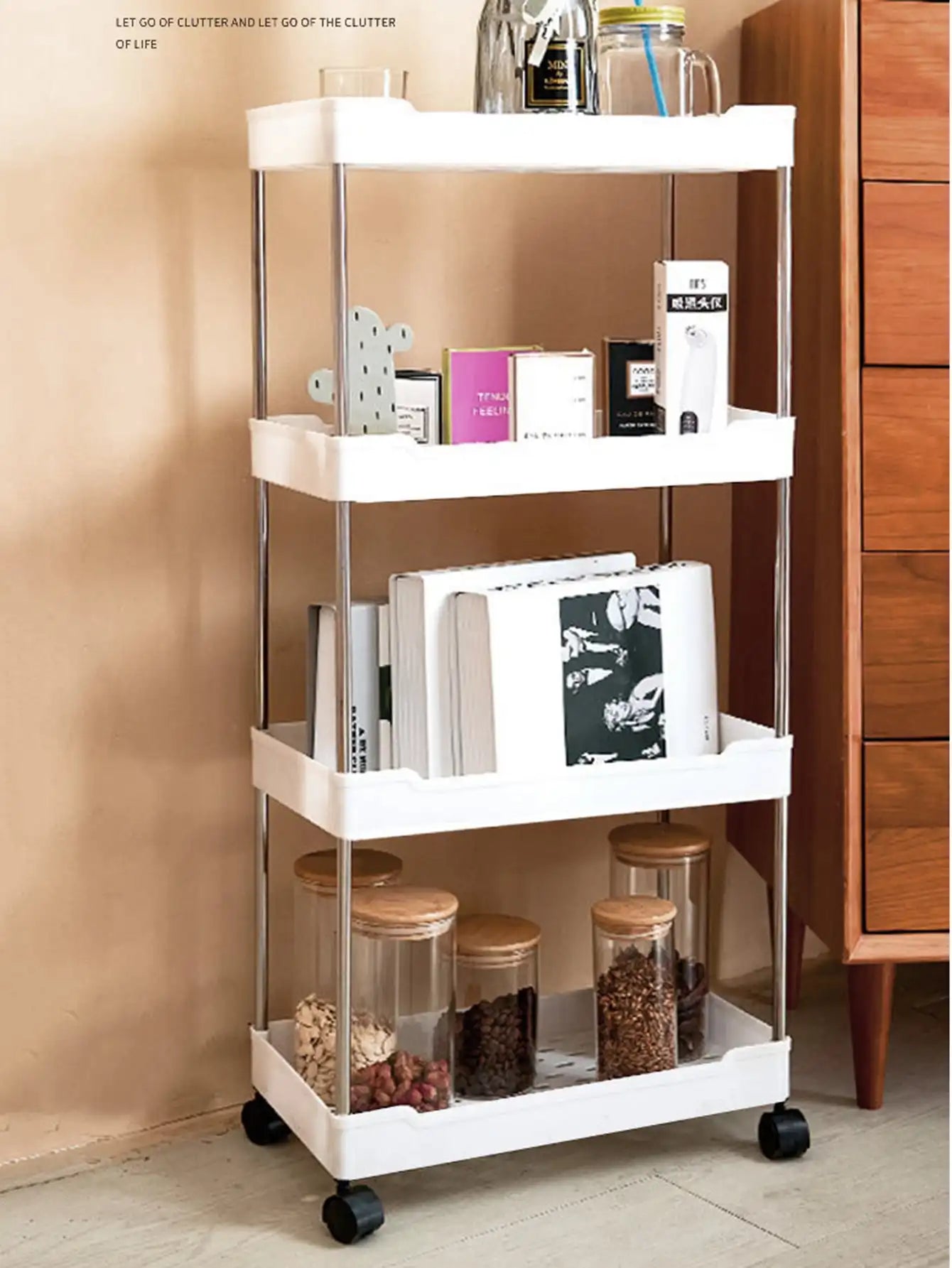 Movable slim storage rack for versatile home organization