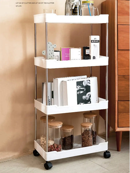 Movable slim storage rack for versatile home organization