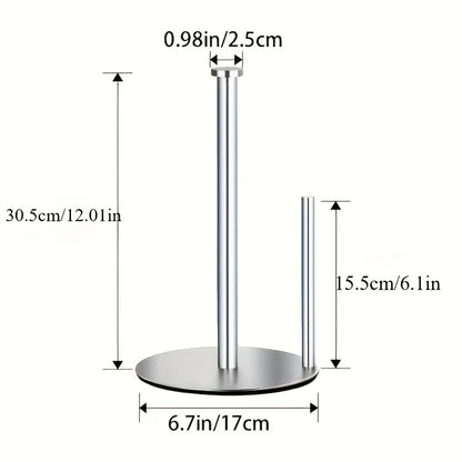 Countertop paper towel holder, sleek stainless finish