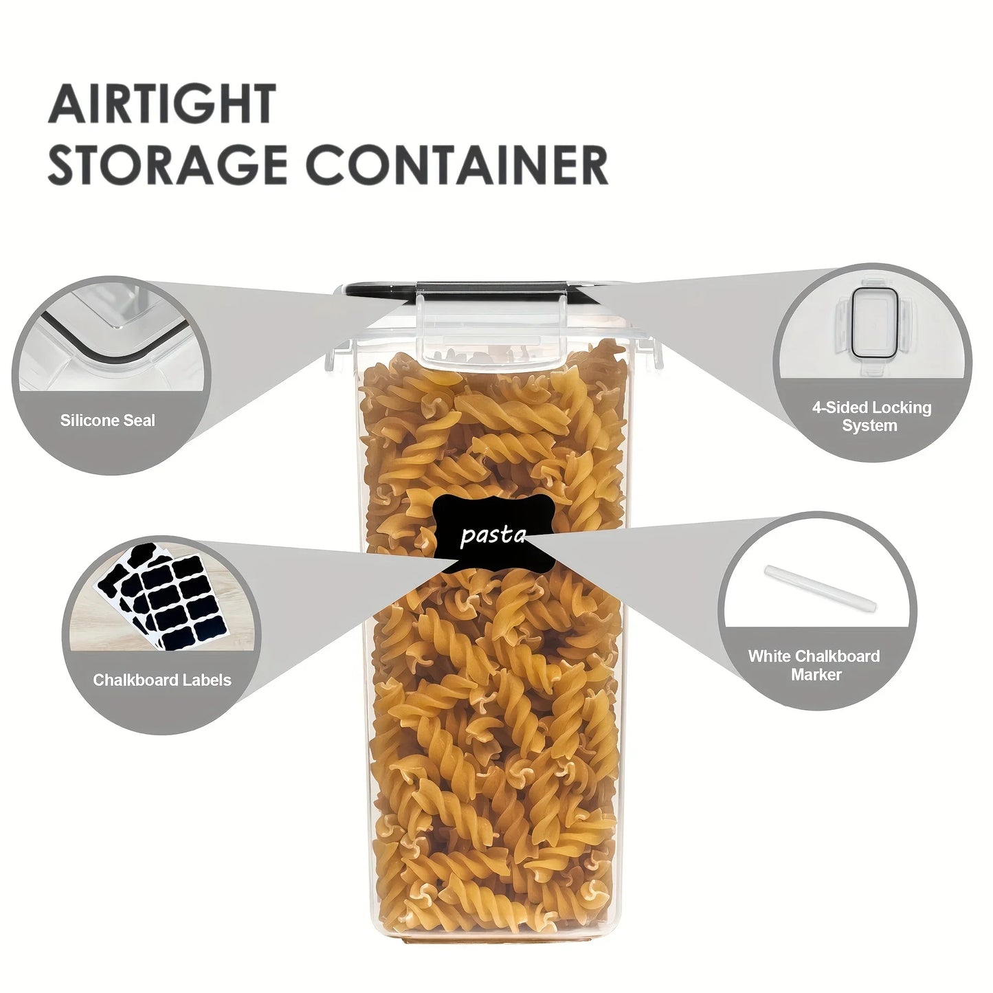BPA-free sealed container for dry food storage