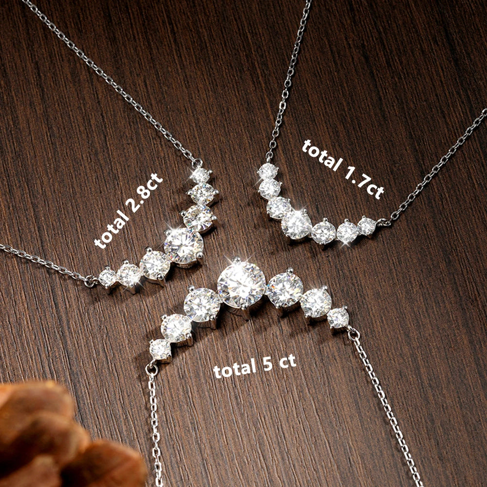 Moissanite Necklace – 925 Sterling Silver, 18K White Gold Plated